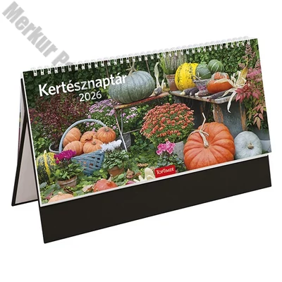 Asztali naptár képes TOPTIMER T054 álló fehér lapos Kertész fekete 2026.