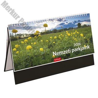 Asztali naptár képes TOPTIMER T054 álló fehér lapos Nemzeti park fekete 2026.