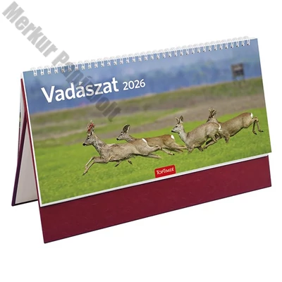 Asztali naptár képes TOPTIMER T054 álló fehér lapos Vadászat bordó 2026.