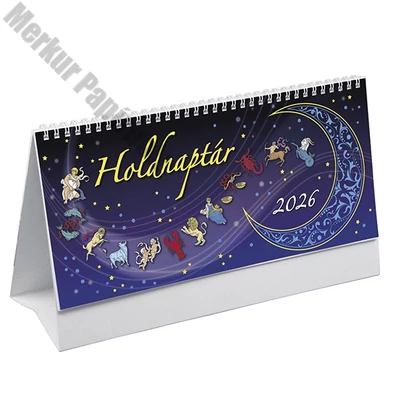 Asztali naptár képes TOPTIMER T059 álló fehér lapos Holdnaptár 2026.