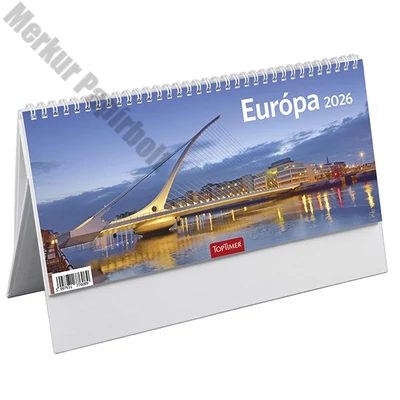 Asztali naptár képes TOPTIMER T063 álló fehér lapos Európa 2026.