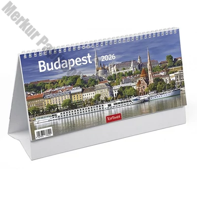 Asztali naptár képes TOPTIMER T066 álló fehér lapos Budapest 2026.