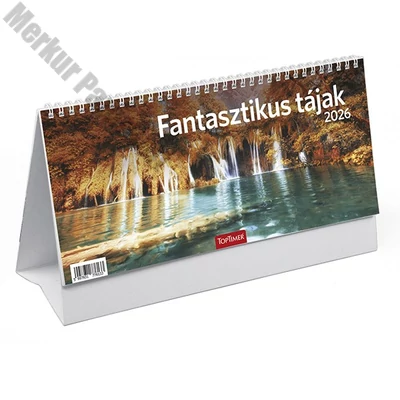 Asztali naptár képes TOPTIMER T066 álló fehér lapos Fantasztikus tájak 2026.