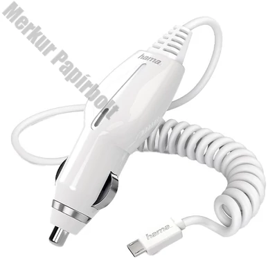 Autós töltő HAMA micro-USB 1,2A fehér