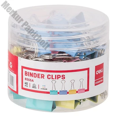 Binder csipesz DELI 19 mm színes 40 darabos