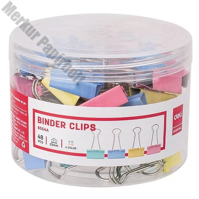 Binder csipesz DELI 25 mm színes 48 darabos