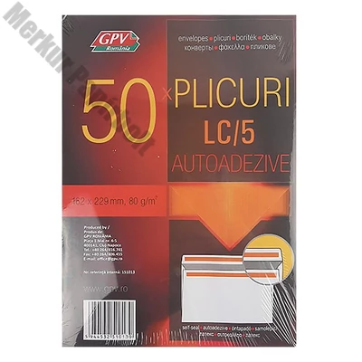 Boríték GPV LC/5 öntapadós bélésnyomott 162x229mm 50 darabos