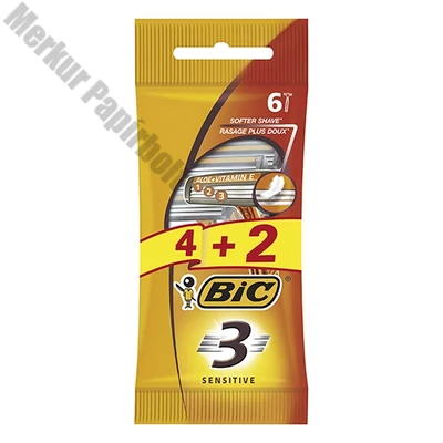 Borotva BIC 3 Sensitive férfi 3 pengés 4+2 darab/bliszter