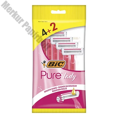 Borotva BIC Pure3 pink női eldobható 3 pengés 4+2 darab/bliszter