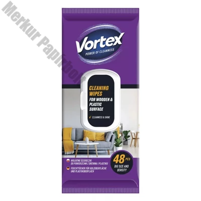 Bútorápoló törlőkendő VORTEX nedves 48 darabos