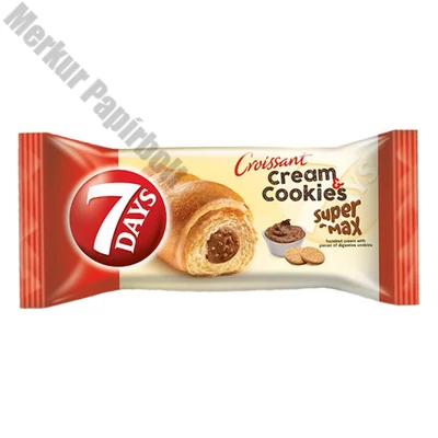 Croissant 7DAYS Super Max Cream&Cookies mogyorókrémes töltelékkel keksz darabokal 110 g