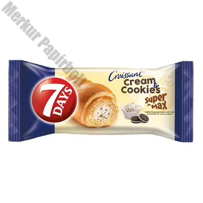 Croissant 7DAYS Super Max Cream&Cookies vanília ízű töltelékkel kakaós keksz darabokkal 110 g