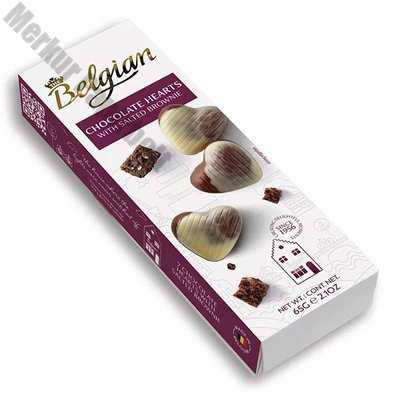 Csokoládé BELGIAN Hearts Salted Brownie szívdesszert 65 g