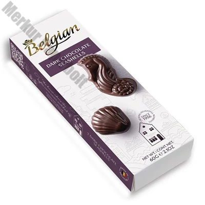 Csokoládé BELGIAN Seashells Dark tengergyümölcse étcsokoládés desszert 60 g