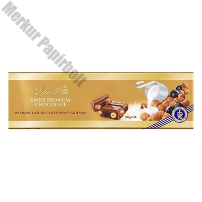 Csokoládé LINDT Gold Traube-nuss mogyorós-mazsolás tejcsokoládé 300 g