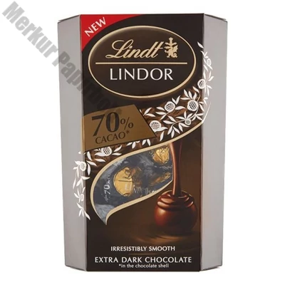 Csokoládé LINDT Lindor 70% Cacao étcsokoládé golyók díszdobozban 200 g