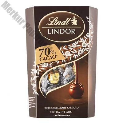 Csokoládé LINDT Lindor 70% Cacao étcsokoládé golyók díszdobozban 337 g