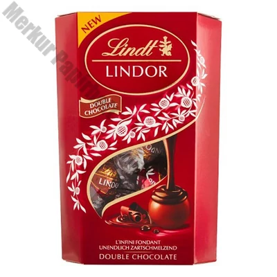 Csokoládé LINDT Lindor Double Chocolate dupla csokoládé golyók díszdobozban 200 g