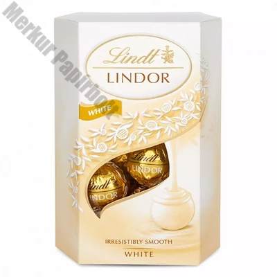 Csokoládé LINDT Lindor White fehércsokoládé golyók díszdobozban 200 g