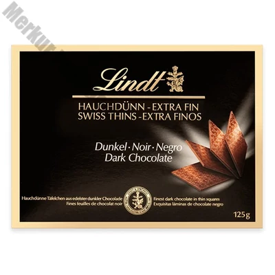 Csokoládé LINDT Thins Dark étcsokoládé lapocskák 125 g