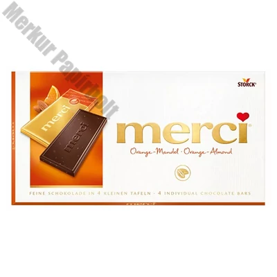 Csokoládé MERCI Narancsos-Manulás 70% étcsokoládés 100 g