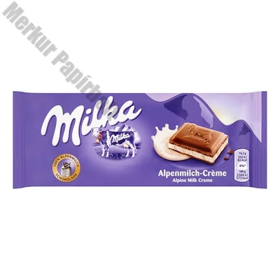 Csokoládé MILKA Alpesi töltött tejcsokoládés 100 g