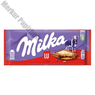 Csokoládé MILKA Alpesi tejcsokoládés-Kekszes 87 g