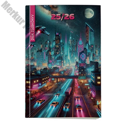 Diák zsebkönyv REALSYSTEM papírborító 125x205mm cyberpunk 2025-2026