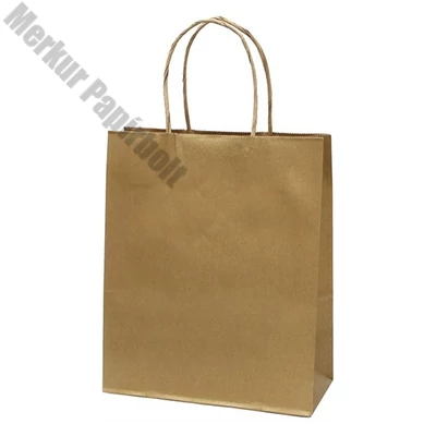 Dísztasak CREATIVE Classic Simple M 22x25x10 cm kraft egyszínű arany sodort füles