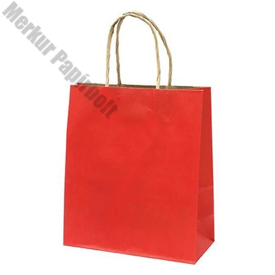 Dísztasak CREATIVE Classic Simple M 22x25x10 cm kraft egyszínű piros sodort füles