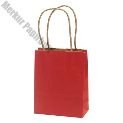 Dísztasak CREATIVE Classic Simple S 12x15x5,5 cm kraft egyszínű piros sodort füles