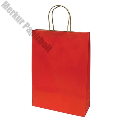 Dísztasak CREATIVE Classic Simple XL 31x42x11 cm kraft egyszínű piros sodort füles