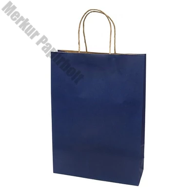 Dísztasak CREATIVE Classic Simple XL 31x42x11 cm kraft egyszínű sötétkék sodort füles