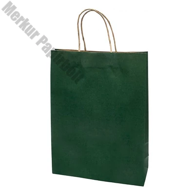 Dísztasak CREATIVE Classic Simple XL 31x42x11 cm kraft egyszínű sötétzöld sodort füles