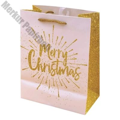 Dísztasak CREATIVE Luxury XL 31x42x12 cm karácsonyi arany mintás matt glitteres zsinórfüles