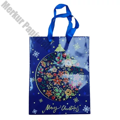 Dísztasak CREATIVE Special M 18x23x10 cm karácsonyi színes fényes szalagfüles