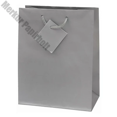 Dísztasak CREATIVE Special Simple M 18x23x10 cm egyszínű ezüst zsinórfüles