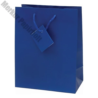 Dísztasak CREATIVE Special Simple M 18x23x10 cm egyszínű kék zsinórfüles