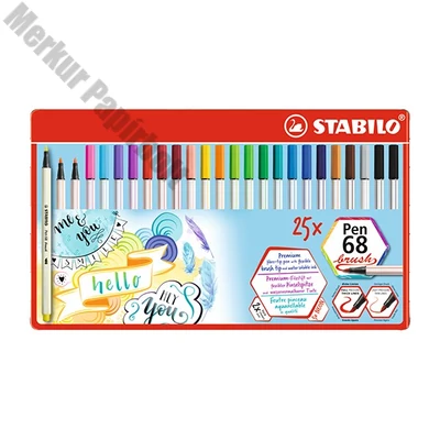Ecsetfilc STABILO Pen 68 Brush 25  darabos fémdobozban