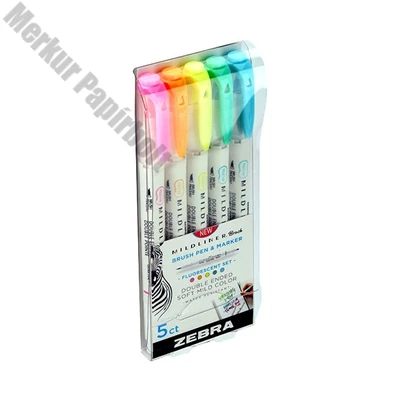 Ecsetfilc kétvégű ZEBRA Mildliner Fluorescent 5 darabos