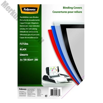 Előlap FELLOWES Futura A/4 280 mikron polipropilén matt fekete 100/csom