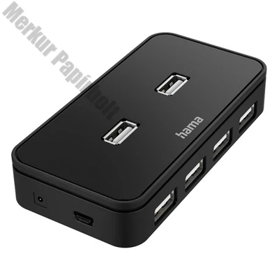 Elosztó HUB HAMA USB 2.0 + 7xUSB 2.0 + tápegység