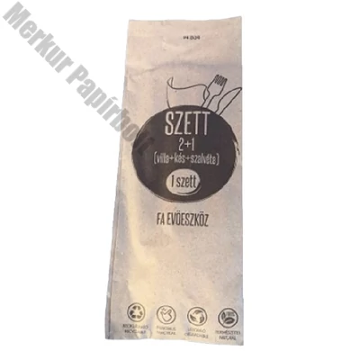 Evőeszköz készlet lebomló fa 2+1 szett kés+villa+szalvéta