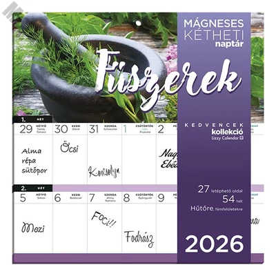Falinaptár mágneses LIZZY CARD 220x220mm 2 hetes Fűszernövények 2026.