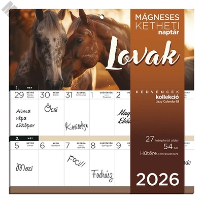 Falinaptár mágneses LIZZY CARD 220x220mm 2 hetes Lovak 2026.