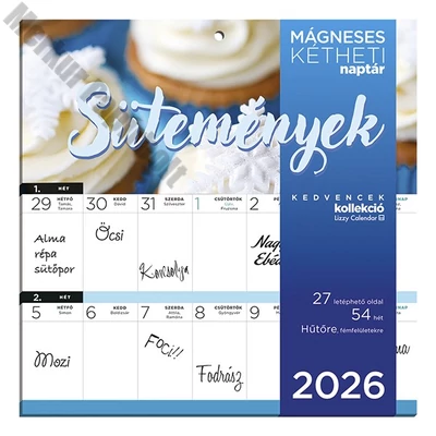 Falinaptár mágneses LIZZY CARD 220x220mm 2 hetes Sütemények 2026.
