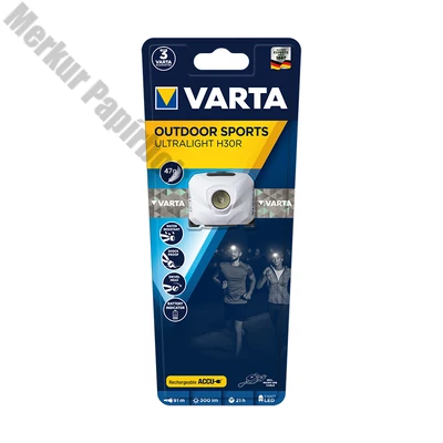 Fejlámpa VARTA Outdoor Sports UltraLight H30R fehér