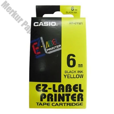 Feliratozó szalag CASIO XR 6 YW1 6mm x 8m sárga alapon fekete írásszín