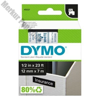Feliratozó szalag DYMO D1 45014 12mm x 7m fehér alapon kék írásszín
