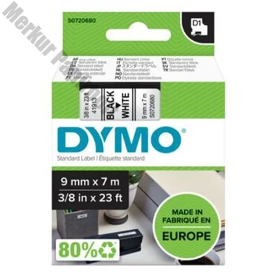 Feliratozó szalag DYMO D1 9mm x 7m fehér alapon fekete írásszín